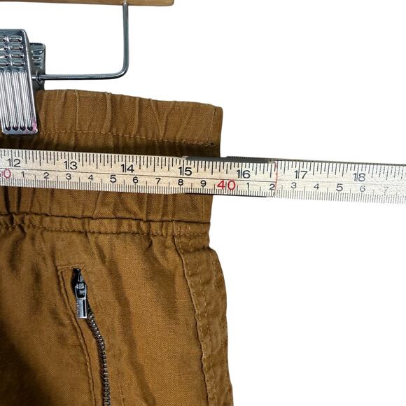 Athleta Cabo Linen Joggers Brown Mustard Elastic Waist Drawstring Pants | Size 4 - Picture 9 of 12